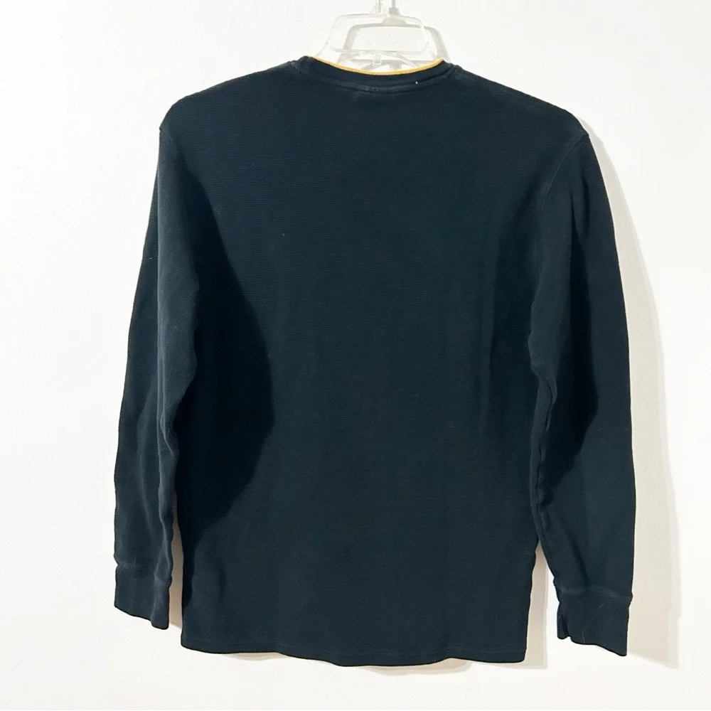 Polo Ralph Lauren Sleepwear Black Waffle Knit Long Sleeve Tee Gold Logo Accent